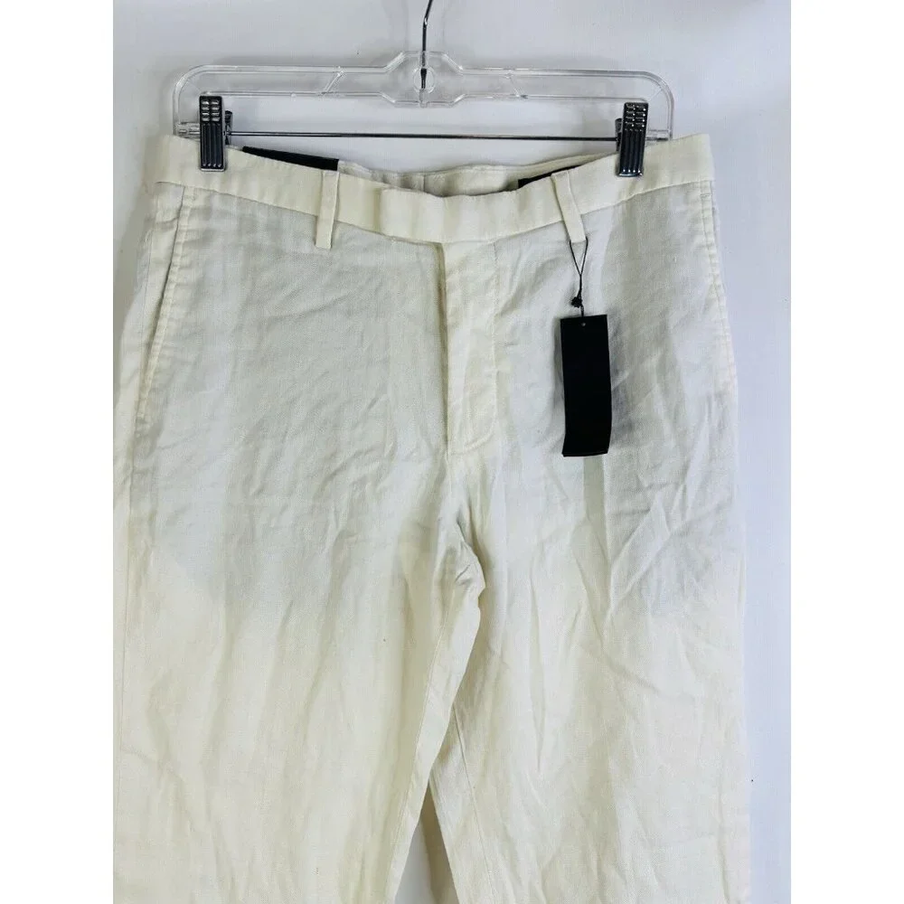 New Banana Republic Slim Fit Performance Linen Pants Ivory Mens 30x32